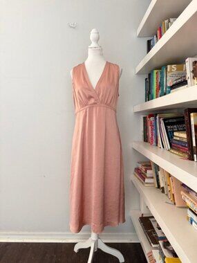 Elie Tahari Dusty Rose V-Neck Midi Dress Everly dress sz 10 NWT